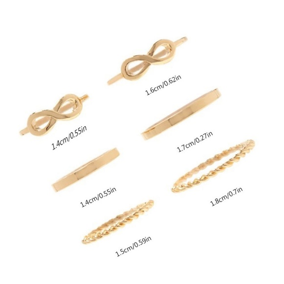 6 Pcs Set Gold Stack Above Knuckle Rings - Picture 2 of 4